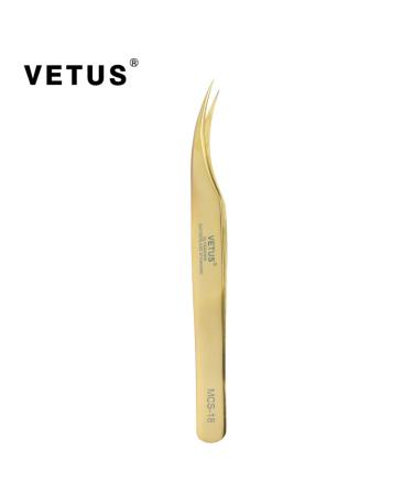 Vetus Golden Fine Curved Tip Tweezers - Professional Stainless Steel Eyelash Extension & Jewelry Tool - Buy Online on GoSupps.com