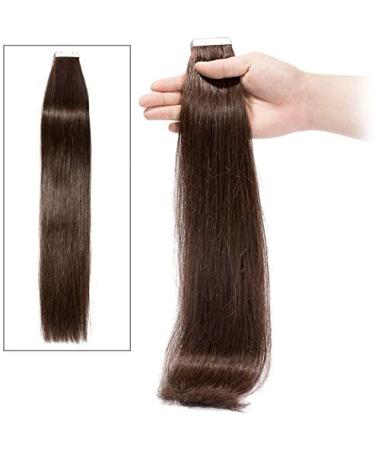 Silk-co Tape Extensions - 30cm Remy Human Hair #2 Dark Brown | 20 Wefts 4cm Wide | Premium Tape In Hair Extensions - Buy Online on GoSupps.com
