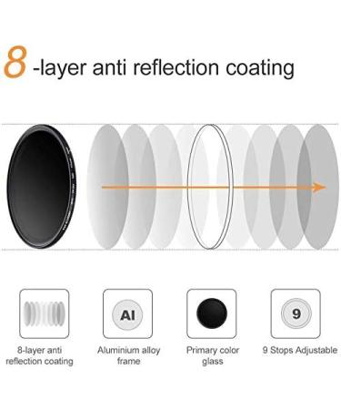 K&F Concept 55mm Variable ND Filter ND2-ND400 Ultra-Slim Nano Coating + Cleaning Cloth - Buy Online on GoSupps.com