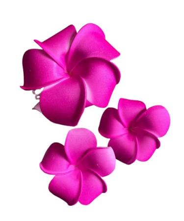 NEW Pink Foam Plumeria Flower Hair Clip Set of Three