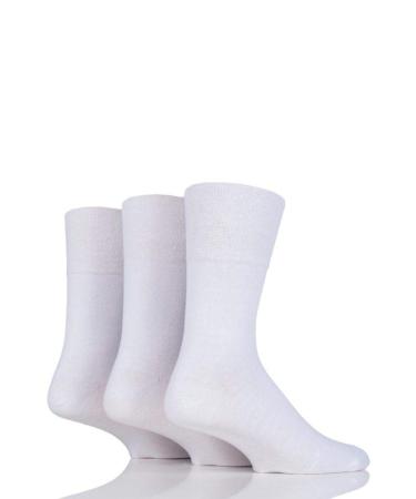 3 Pairs White Black Ladies Gentle Grip Loose Soft Top Diabetic Non Elastic Socks Size 4-8 4-8 White