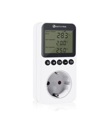 Ketotek digital thermostat socket day night temperature controller sockets 100-250V heating cooling temperature switch with sensor timer control for greenhouse reptiles fridge kt3200pro - Buy Online on GoSupps.com