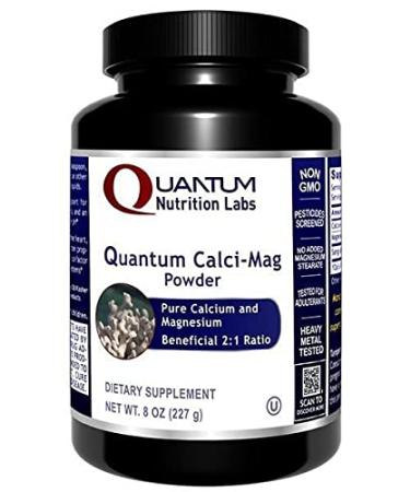 Quantum Calci-Mag Powder - Pure Calcium and Magnesium - Promotes an Optimal Alkaline pH - Mineral Support for The Bones Joints and Teeth - 8 Oz Powder