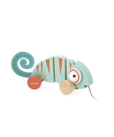 Janod - pulling chameleon Tropik - Wood - quiet wheels - Learning toys running and equilibrium - FSC certified - water color - from 1 year J08264 Blue - Buy Online on GoSupps.com