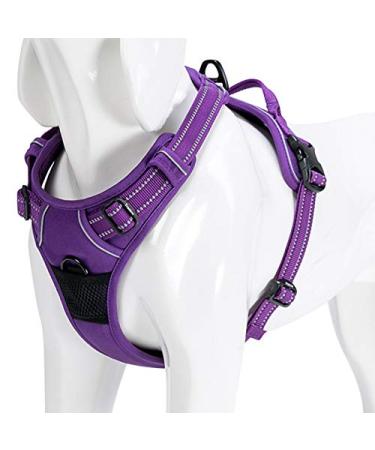 Winhyepet truelove dog harness no-pull reflective adjustable pet dishes with 2 linen clips simple control handle for small medium-sized and large dogs TLH5651 XL purple
