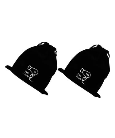 FOMIYES 2pcs Velvet Bag Hairdryer Bag Hair Dryer Attachments Storage Blow Dryer Bag Makeup Brush Bag Flannel 30.00X26.00X0.50CM Black