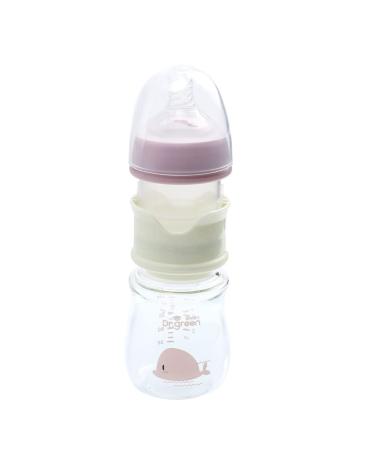 Toyvian Glass Baby Bottles with Slow Flow Anti- Colic Nipple Baby Milk Powder Bottle BPA Free Milk Powder Storage Container for Baby 240ml Pink 22X6cm