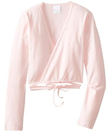 Clementine Little Girls' Long Sleeve Wrap Sweater, Light Pink, 6X-7