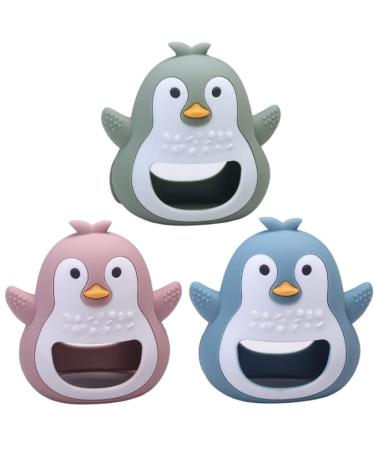 Stork Soothers Anti-Drop Penguin Teething Toy for Babies 6M+ - Blue | BPA-Free Silicone | Helps Soothe Gums & Aid Motor Skills Development - Buy Online on GoSupps.com