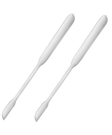 2Pcs Makeup Spatula metal Set Professional Beauty Stainless Steel Cosmetics Mixer Long Metal Spatula Depotting Mixing Tool