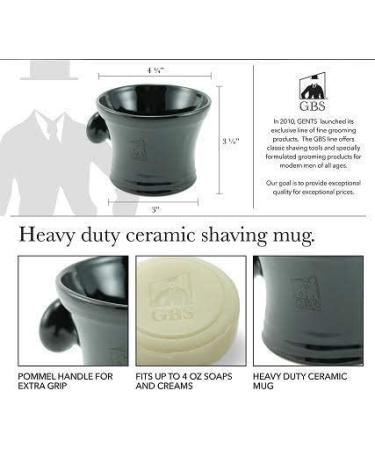 G.B.S Men's Black Ceramic Shaving Soap Bowl/Mug with Knob Handle + 3 oz All-Natural Soap - Professional Barber's Choice for Ultimate Wet Shave | Premium Durable Design - Buy Online on GoSupps.com