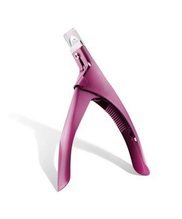 Professional Nail Art Clipper Special Type U Word False Tips Edge Cutters Manicure Colorful Stainless Steel Nail Art Tools Trimmer(Fuchsia)