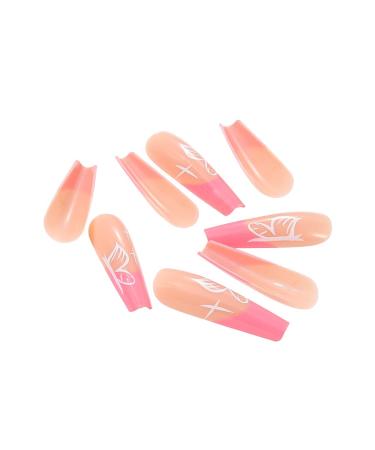Brishow French Butterfly Press-On Nails - 24 Ballerina Acrylic Pink Artificial Nails for Women & Girls | International Shipping Available - Buy Online on GoSupps.com