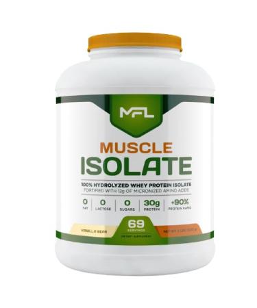 MUSCLE FOOD LABS MFL 100% Pure Isolate Protein 5 lbs l 30g of Protein l 12g Amino Acids l Keto Friendly l Low Carbs | 69 Servings (Vanilla Bean)
