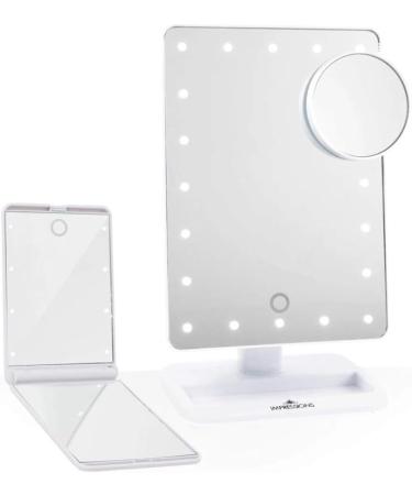 White Impressions Vanity LED Compact Travel Makeup Mirror with Magnifying Glass - Touch XL Bundle with Sensor Switch - Buy Online on GoSupps.com