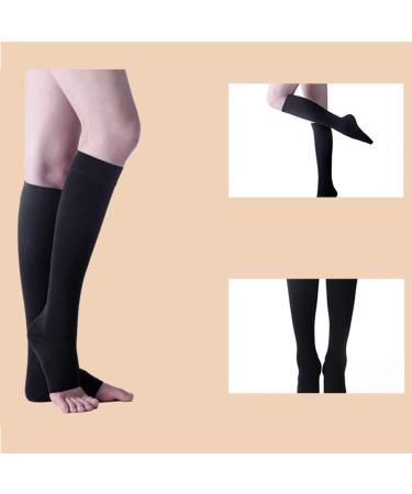 Keephen Medical Knee High Compression Stockings for Varicose Veins & Edema - Grade II (23-32mmHg) - Black Open Toe - Buy Online on GoSupps.com