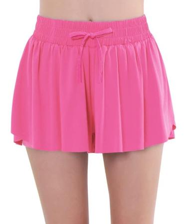 Girls 2 in 1 Flowy Athletic Shorts with Pockets - Rose Red, Size 8 Years - Buy Online on GoSupps.com