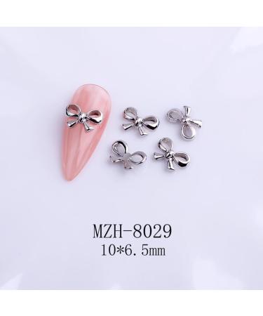 10pcs Nail Art Ribbon Bow Studs Silver Golden Metal 3D Butterfly Charms Nail Decoration Manicure DIY Design Accessories (8029) - Buy Online on GoSupps.com