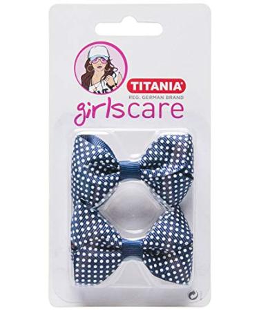 Buy Titania Hair Clip Set - Small Bow Design Blue-White Large Dots 2 Pieces | International Shipping Available - Buy Online on GoSupps.com