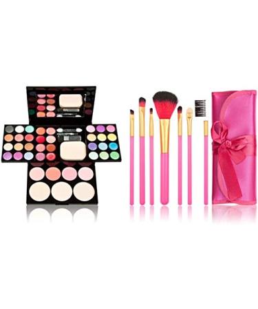 Eyeshadow Palette Makeup Palette 39 Bright Colors Matter Shimmer Lip Gloss Blush Brushes Highly Pigmented Cosmetic Palette+7pcs Makeup Brushes Set