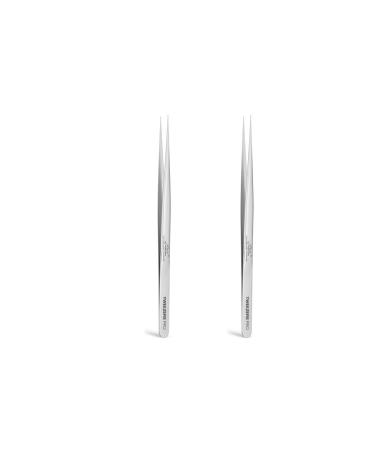2 PCS Professional Stainless Steel Tweezers Tweezers for Eyebrows Facial Hair Sharp Ingrown Hair Tweezers for Women and Men Pointed Tweezers Set for Craft Jewelry-Making