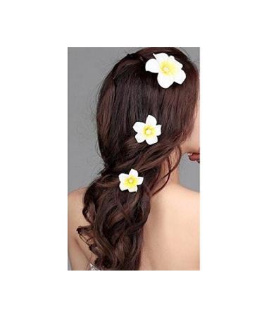 12 Pieces Yellow Hawaii Frangipani Foam Flower Hair Clips - 2.4 for Weddings & Beach Decor - Buy Online on GoSupps.com