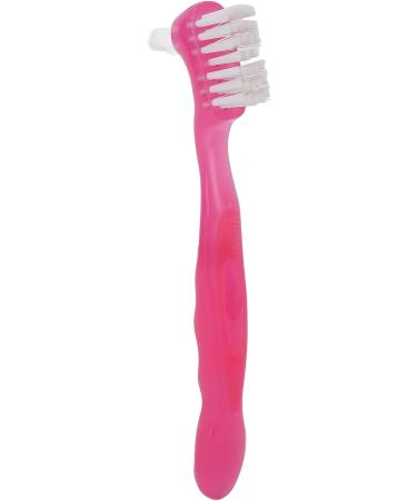 Denture Toothbrush - Double Sided Soft Bristles for Gentle Plaque and Dirt Removal - Ergonomic and Portable Design - Pink - Buy Online on GoSupps.com
