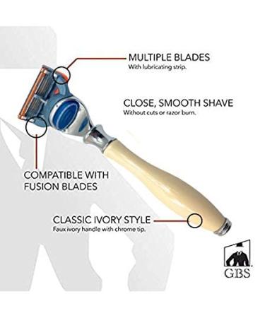 G.B.S Ivory 5 Blade Compatible Razor - 5.5in Ergonomic Handle for a Smooth Shave - International Shipping Available - Buy Online on GoSupps.com