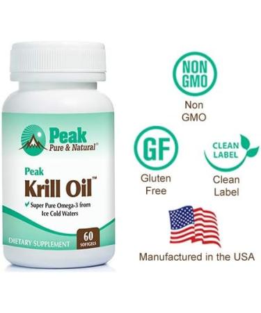 Peak Pure & Natural Peak Krill Oil Supplement - Better Than Fish Oil for Joint and Heart Health - Krill Oil Brain Supplement - EPA DHA and Astaxanthin - 60 softgels - Buy Online on GoSupps.com