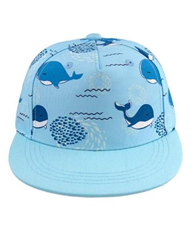 Kids Boy Girl Baseball Cap Baby Sun Hat Adjustable Toddler Trucker Hats with Flat Brim for Summer Outdoor Whale 2-4T