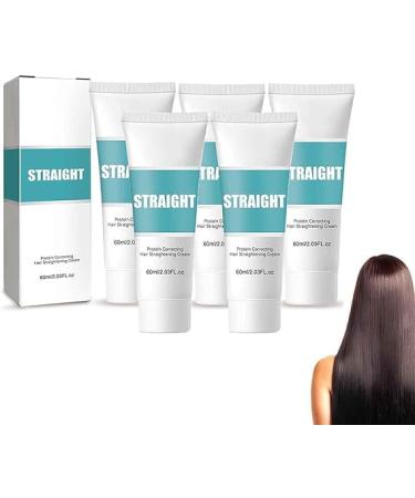 1/2/3/5Pcs Hair Straightener Cream Keratin Hair Treatment Straightener Protein Correcting Hair Straightening Cream Silk and Gloss Nourishing Smoothing for All Hair Types 60ml/2.03fl.oz (5pcs)