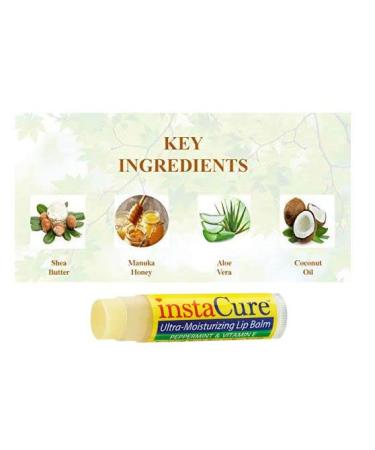 InstaCure Vanilla Bean & Peppermint Ultra-Moisturizing Lip Balm with Vitamin E | Manuka Honey Advanced Formula for Chapped Lips - Buy Online on GoSupps.com