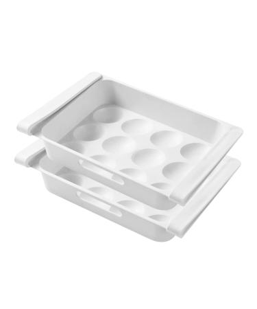 Healeved 2pcs box Type Case Storage Household Refrigerator White Fridge for Container Drawer Egg Home White 26x18cm