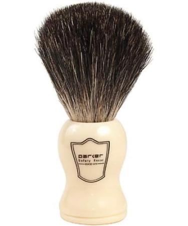 Parker Safety Razor 100% Black Badger Bristle Shaving Brush with White Handle | Extra Dense Bristles for Superior Lather | Includes Brush Stand - Buy Online on GoSupps.com