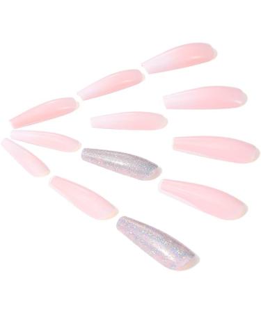 Coffin False Nails Press on Nails French Long Fake Nails Ballerina Acrylic Stick on Nails 24pcs for Women and Girls (Color : Pink Size : B) - Buy Online on GoSupps.com