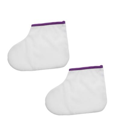 Beavorty 1pair Waxed Feet Paraffin Booties Foot Spa Liners Moisturizing Socks Paraffin Wax Cover Beauty Wax Foot Wrapping Cover Paraffin Wax Hand Cover White Fluff
