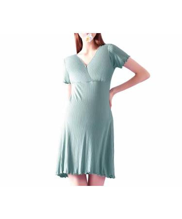 yuny Women s Maternity Nightdress Breastfeeding Nightgown Nursing Nightwear Nightshirt Stylish women s pajamas Green 3XL