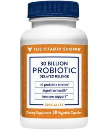 The Vitamin Shoppe Probiotic Delayed Release 30 Billion - 10 Probiotic Strains for Digestive & Immune Health - Shelf Stable (30 Veggie Caps) - Buy Online on GoSupps.com