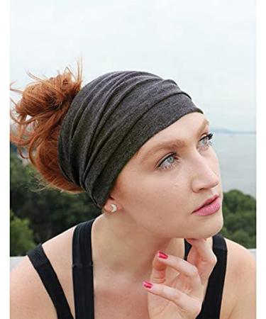 Black Wide Headbands for Women - Stylish Boho Hair Wraps - Pack of 4 Large Hairbands for Sport & Yoga - African-Inspired Turban Headband Accessories - Buy Online on GoSupps.com