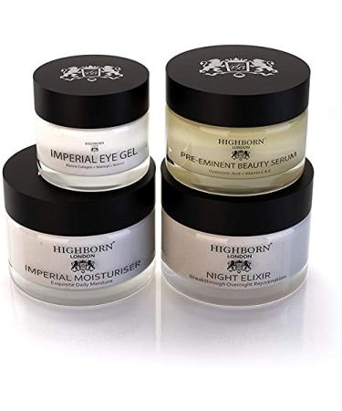 HighBorn London Four Phase Day & Night Collection - Anti Aging Skincare Set for Women w/Beauty Serum Eye Gel Imperial Moisturiser & Night Elixir 4 Phase (Day & Night Set)