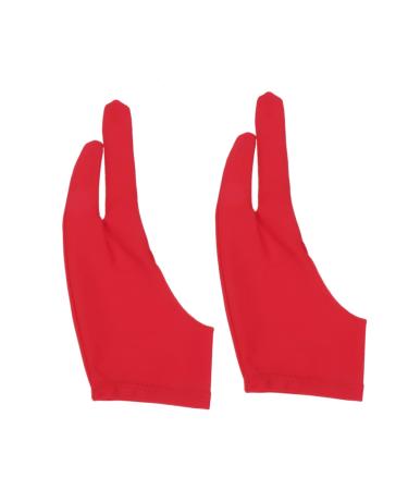 FRCOLOR 2 Pcs Drawing Glove for Sketch The Gauntlet 2 Finger Gloves Art Glove The Mitten Sketch Gloves Graphic Tablet Glove Two Finger Glove Writing and Drawing Arc Red Red Medium