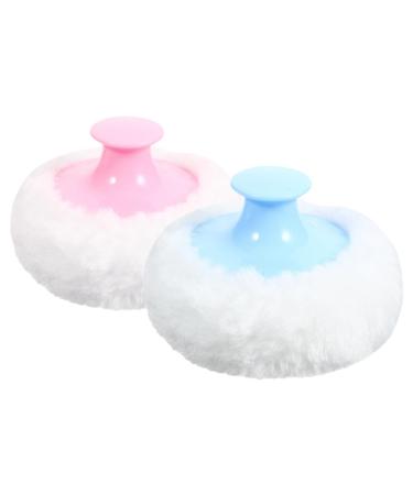 Kisangel Lot de 2 Houppettes de Poudre pour B b Douces et Moelleuses 8 Cm R utilisables en Peluche Couleurs Bleu Clair et Rose P le Soin Peau Sensible Lors du Change Voyage