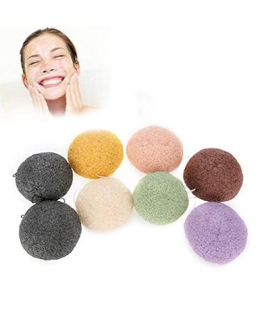 Konjac Wash Face Flutter Set  8pcs Round Type 100% Pure Body Sponges Massage Tools for Deep Pore Cleansing Exfoliating Facial Sponge for Daily Cleansing Facial Sponge