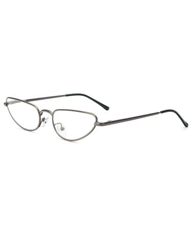 MMOWW Metal Reading Glasses Men Women Mini Lightweight Metal Frame Spring Hinge Slim Reader Glasses (Gray 3.0) Gray 3.0 x