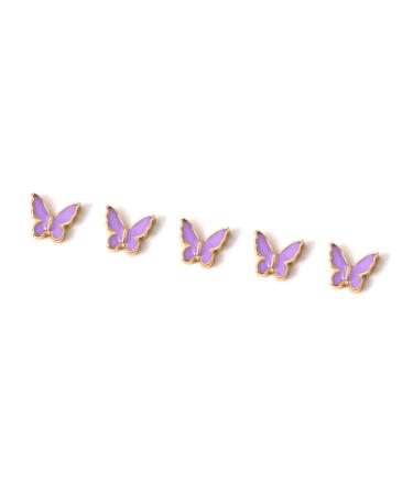 FEIlei 5Piece Colorful Metal Butterfly Nail Decoration Butterfly Charm for DIY Manicure