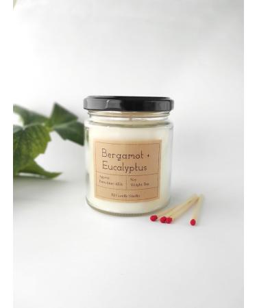 Eco-Friendly Bergamot Eucalyptus Candle Hand Poured Vegan Soy Wax Candle Eco Friendly Gift