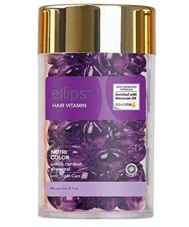 Ellips Hair Vitamins No Need to Rinse – with Argan Macadamia Avocado Oils – Vitamins A C E Pro Vitamin B5 – Best Hair Oil Conditioner for All Hair 50 Capsules (Purple)