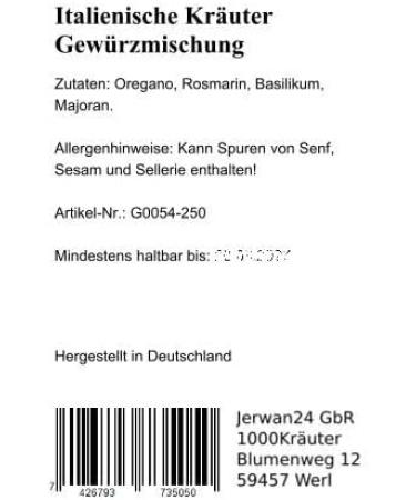  1000Kr uter 1000Kr uter Italian Herb Blend (1000g) - Buy Online on GoSupps.com