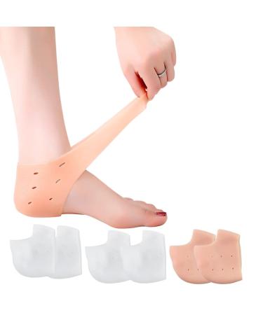 3 Pairs Silicone Gel Foot Heel Cups  Soft Heel Cushion Sleeves Heel Protectors for Cracked Heel Repair  Reduce Heel Pain from Plantar Fasciitis Tendonitis