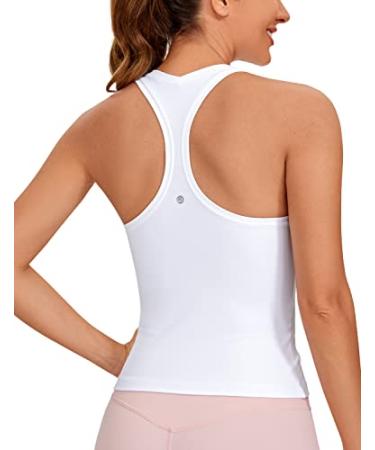 CRZ YOGA Womens High Neck Workout Tank Tops - with Built-in Shelf